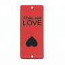 Бирка нашивка кожаная Made with Love. Вертикальная. Красная (1 шт) фото 1 — CRYSTAL SHOP