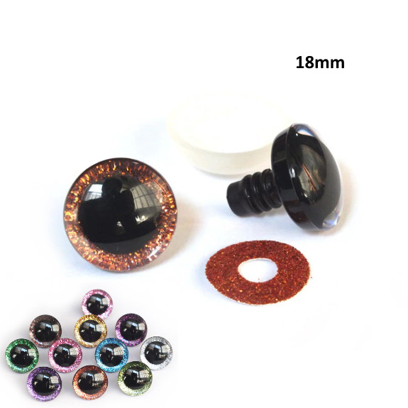 Безопасные глазки для амигуруми класса люкс + заглушка. ORANGE 18 мм (пара) — CRYSTAL SHOP