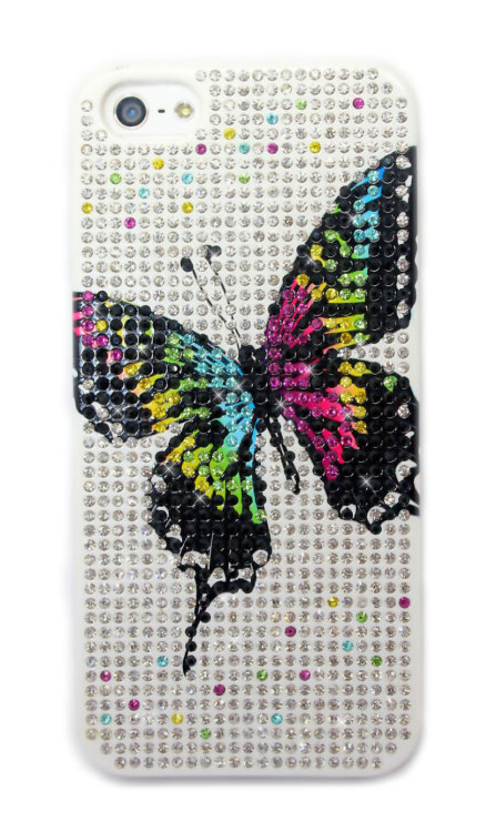Чехол для Apple iPhone 5/5s стразами Fashion Diamond Crystal картинки из страз Butterfly — CRYSTAL SHOP