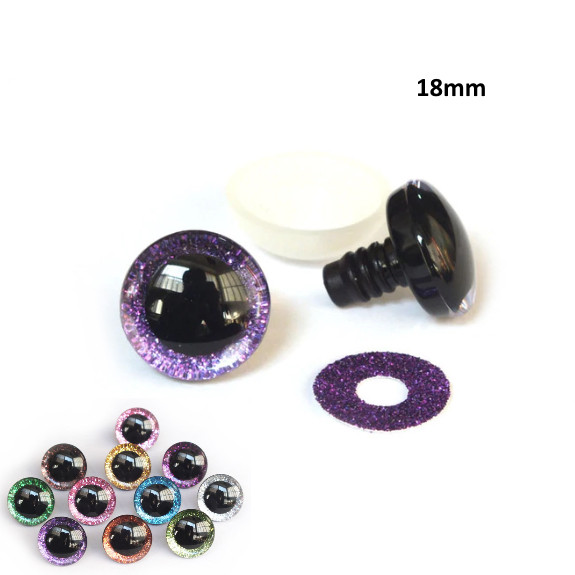 Безопасные глазки для амигуруми класса люкс + заглушка. PURPLE 18 мм (пара) — CRYSTAL SHOP