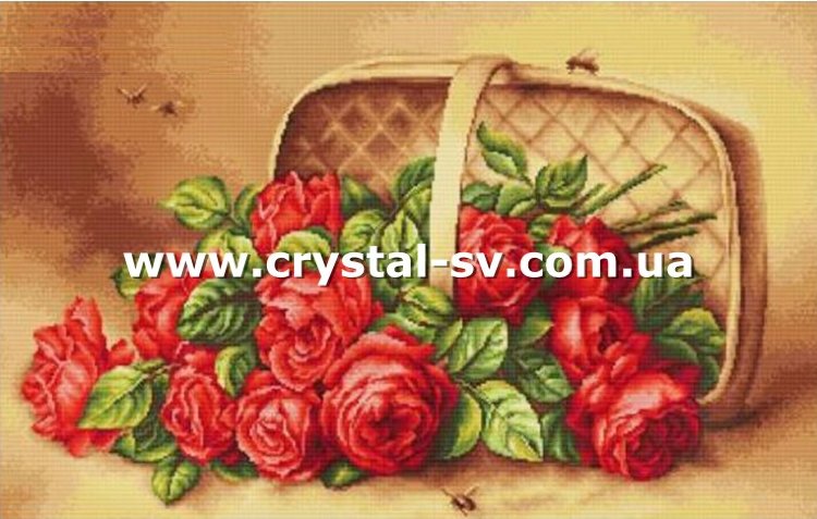 Набор алмазная мозаика стразами Розы из корзины (30х47) — CRYSTAL SHOP