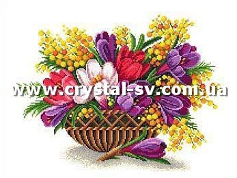 Набор алмазная мозаика стразами 8 Марта Крокусы Мимоза (30x40) — CRYSTAL SHOP