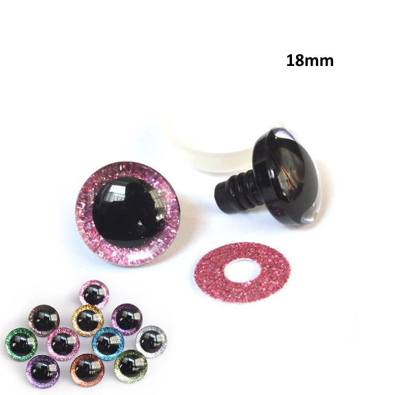Безопасные глазки для амигуруми класса люкс + заглушка. PINK 18 мм (пара) — CRYSTAL SHOP