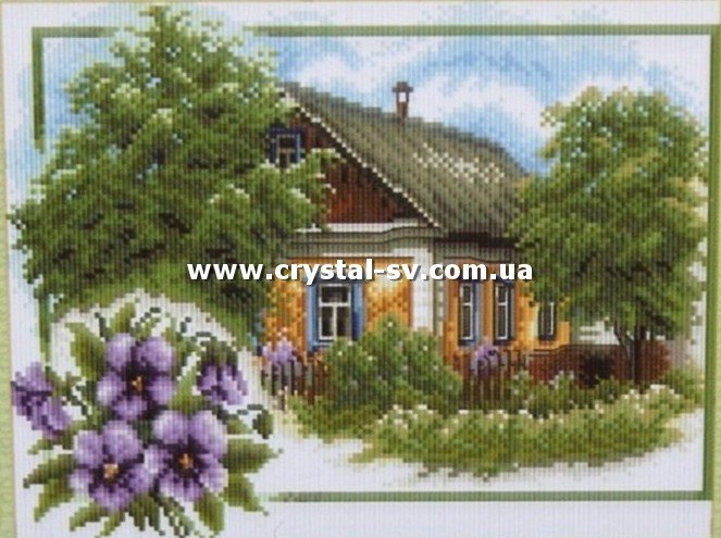 Набор алмазная живопись Дом и фиалки (30х35) — CRYSTAL SHOP