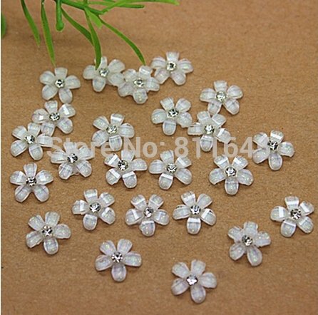 Стразовый 3D декор для ногтевого дизайна Цветочек белый 10х10мм. 1шт — CRYSTAL SHOP