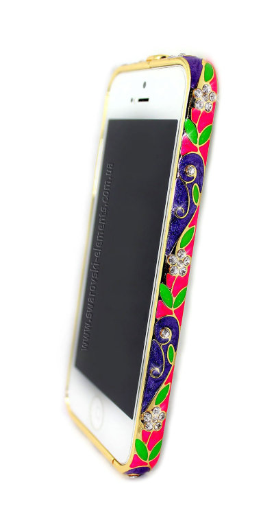 Бампер со стразами iphone 5/5s стразы Deluxe Bling FLORAL style цветы VIOLET — CRYSTAL SHOP