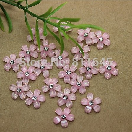 Стразовый 3D декор для ногтевого дизайна Цветочек розовый 10х10мм. 1шт — CRYSTAL SHOP