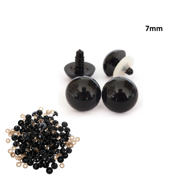 Черные глазки для игрушек амигуруми с защелкой. Размер 7 мм — CRYSTAL SHOP