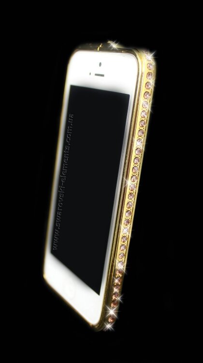 Бампер для iphone 5/5s Deluxe Crystal Diamond GOLD №1 — CRYSTAL SHOP