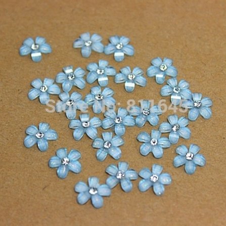 Стразовый 3D декор для ногтевого дизайна Цветочек голубой 10х10мм. 1шт — CRYSTAL SHOP