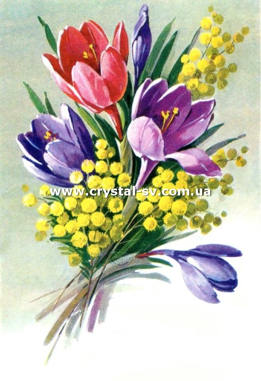 Набор алмазная мозаика стразами Весна Март Мимоза Крокусы — CRYSTAL SHOP