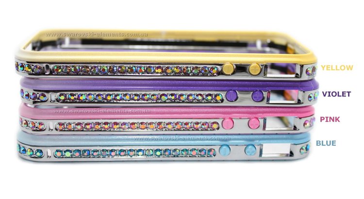 Бампер алюминиевый для iphone 4/4s страз Luxury Diamond из двух частей VIOLET  — CRYSTAL SHOP