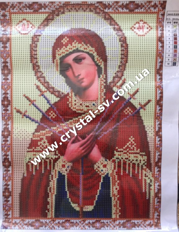 Набор алмазная мозаика стразами Икона Божьей Матери Семистрельная (35х25) — CRYSTAL SHOP