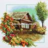 Набор рисование камнями Домик в деревне вышивка (35х35) фото 1 — CRYSTAL SHOP