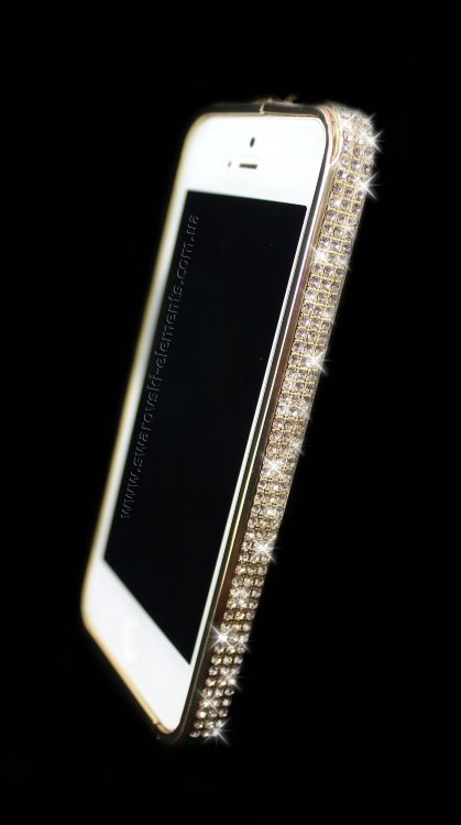 Бампер для iphone 5/5s алюминиевый с камнями GOLD — CRYSTAL SHOP