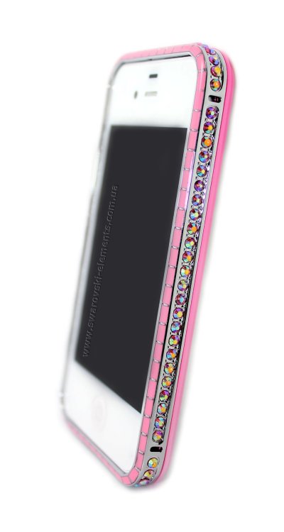 Бампер алюминиевый для iphone 4/4s страз Luxury Diamond из двух частей PINK — CRYSTAL SHOP