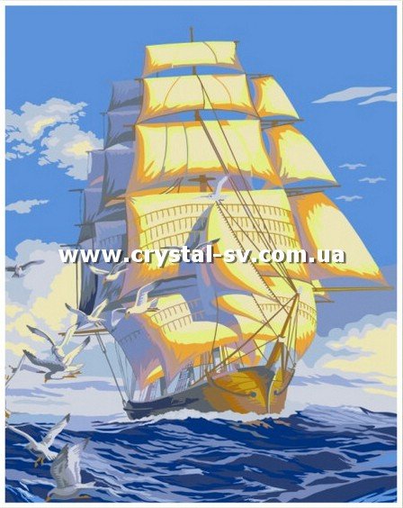 Набор алмазная живопись Корабль и чайки (50х40) — CRYSTAL SHOP