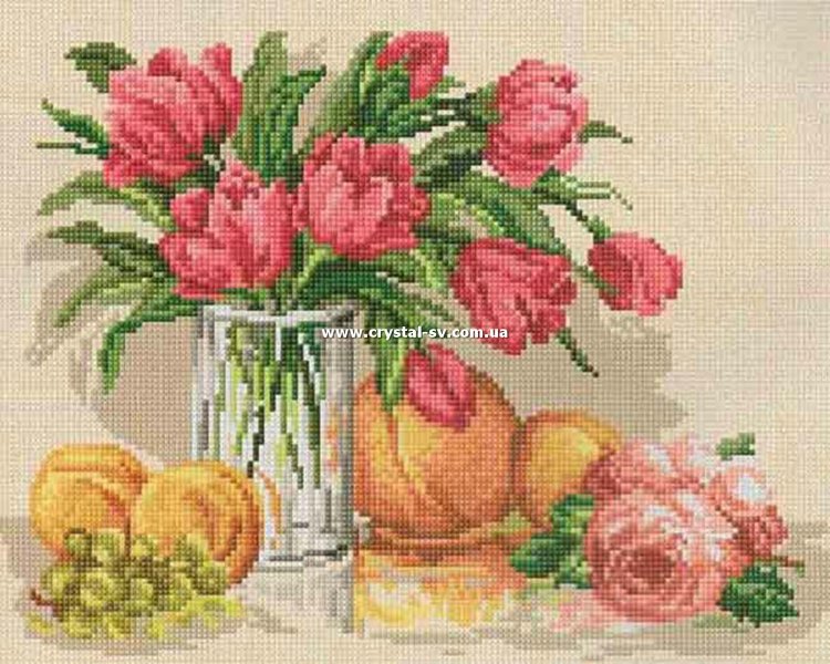 Набор алмазная мозаика стразами Тюльпаны Праздник Вышивка (30x38) — CRYSTAL SHOP