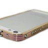Бампер на телефон для iPhone 5/5s стразами Chanel logo металлический design Rhinestones GOLD Pink фото 4 — CRYSTAL SHOP