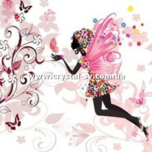 Набор алмазная мозаика стразами Завитки Цветочная девушка Бабочка (30х30) — CRYSTAL SHOP
