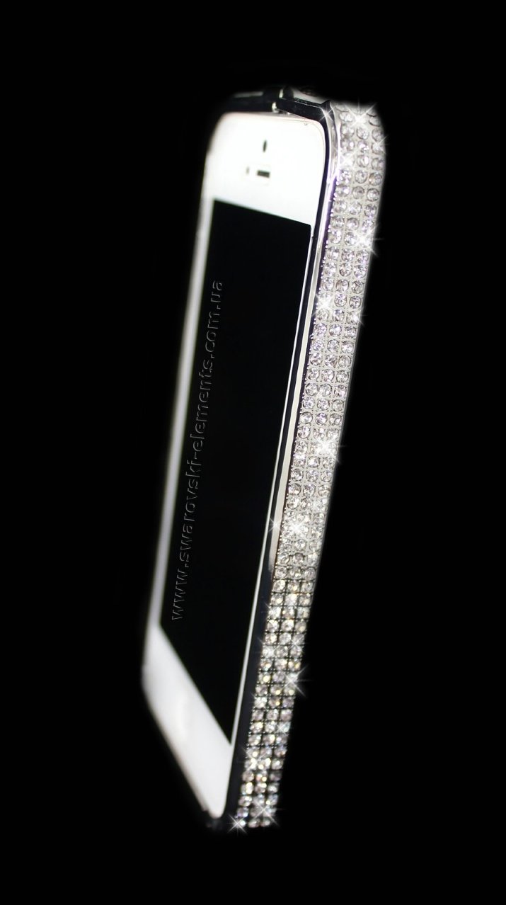 Бампер для iphone 5/5s алюминиевый с камнями SILVER 