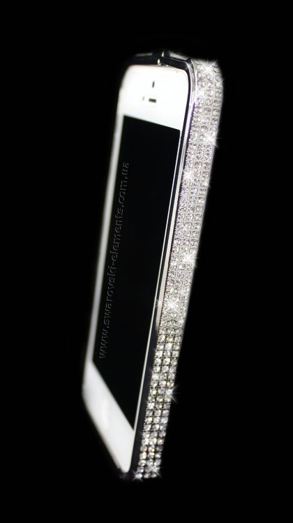Бампер для iphone 5/5s алюминиевый с камнями SILVER — CRYSTAL SHOP
