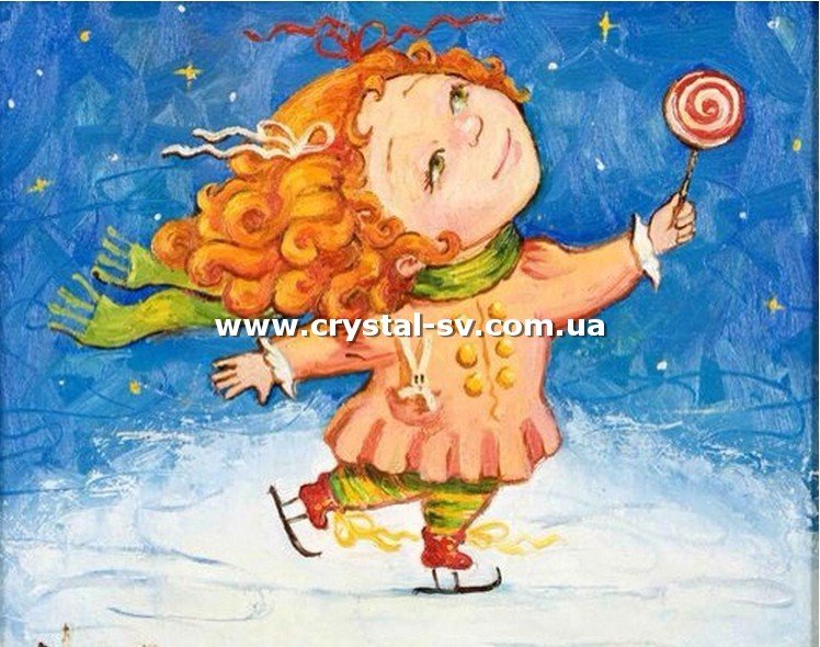 Набор рукоделия мозаика стразами Девочка на коньках (30х40) — CRYSTAL SHOP