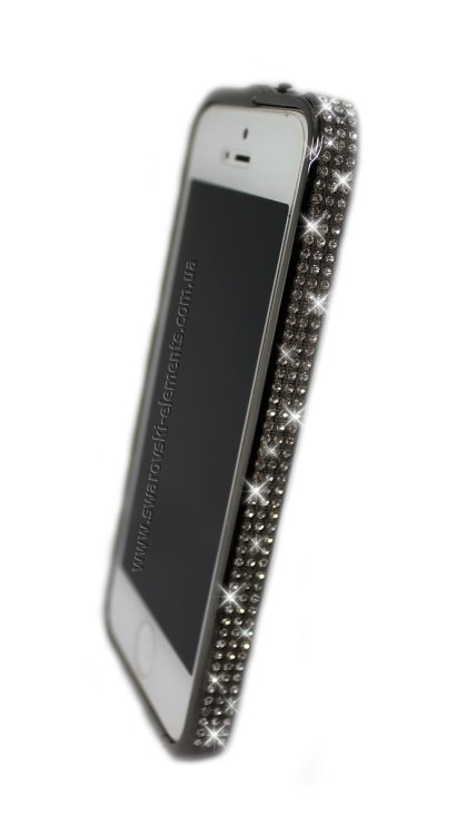 Бампер для iphone 5/5s алюминиевый с камнями BLACK — CRYSTAL SHOP