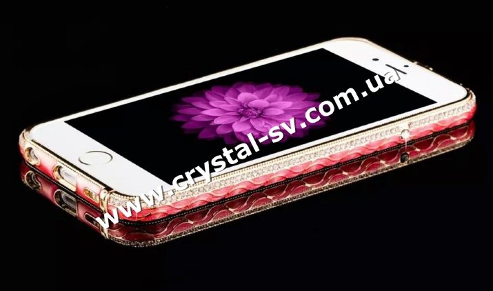 Бампер для iphone 5/5s алюминиевый с камнями Diamond ceramics NEW style RED 