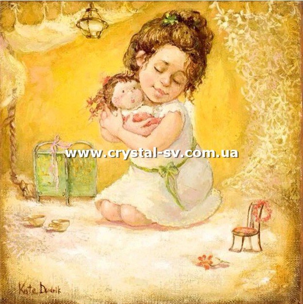 Набор рукоделия мозаика стразами Девочка с куклой (40х40) — CRYSTAL SHOP