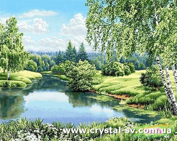Набор алмазная живопись Пейзаж с берёзами (40x60) — CRYSTAL SHOP