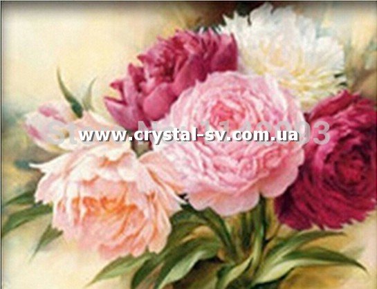 Набор алмазная мозаика стразами Пион Цветы (30х40) — CRYSTAL SHOP