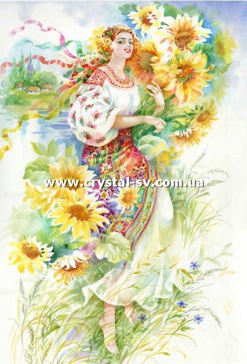 Набор алмазная мозаика стразами Украинский стиль Девушка украинка (60х40) — CRYSTAL SHOP