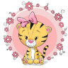 Набор выкладка камнями по номерам Тигренок с бантиком (25х25 см) фото 1 — CRYSTAL SHOP