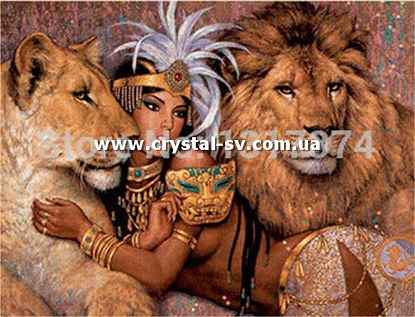 Набор алмазная мозаика стразами Жрица со львами — CRYSTAL SHOP