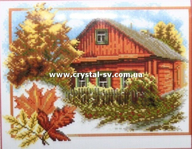 Набор рисование камнями Вышивка осень (30х35) — CRYSTAL SHOP