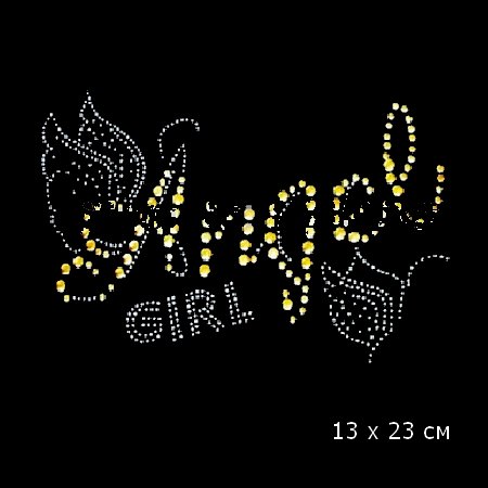 Наклейка стразами Hot Fix термо Angel Girl (13х23 см) — CRYSTAL SHOP