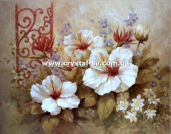 Набор алмазная мозаика стразами Цветочки белые (40х50) — CRYSTAL SHOP