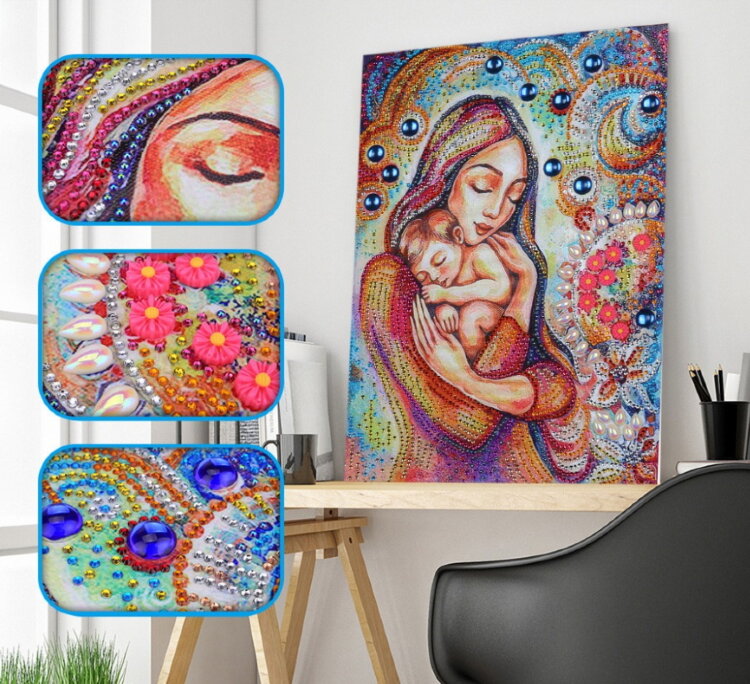 Набор алмазная мозаика специальными стразами Мама с ребёнком (40х30) — CRYSTAL SHOP