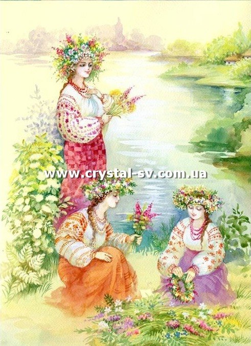 Набор алмазная мозаика стразами Украиночки Девушки у озера Ивана Купала (60х40) — CRYSTAL SHOP