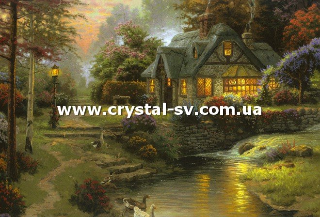 Набор рисование камнями Домик в лесу (40х60) — CRYSTAL SHOP