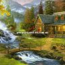 Набор рисование камнями Домик у реки в горах (40х40) фото 1 — CRYSTAL SHOP