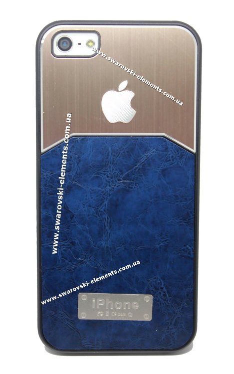 Чехол на телефон iphone 5/5s Кожа, алюминий и алькантара BLUE — CRYSTAL SHOP