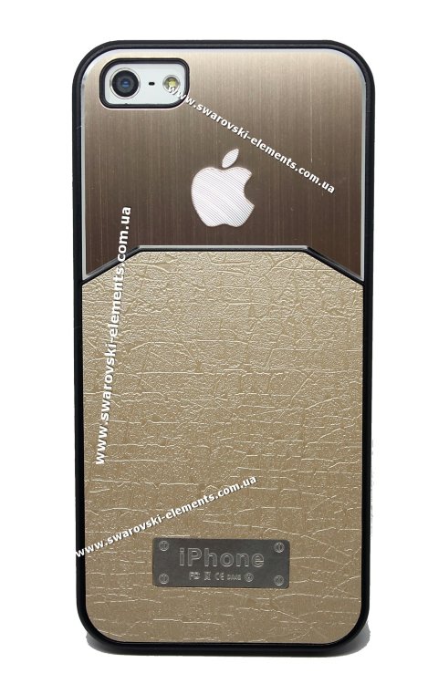 Чехол на телефон iphone 5/5s Кожанный алюминий BEIGE — CRYSTAL SHOP