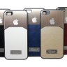 Купить кожанный чехол iphone 5/5s алюминиевые вставки BROWN  фото 2 — CRYSTAL SHOP