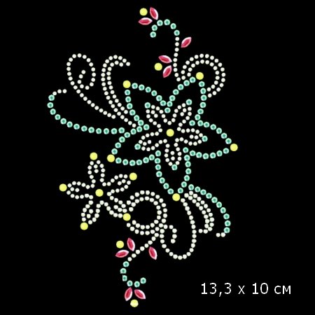 Термо-аппликация из страз Hot Fix наклейка стразы Завитки цветы (13,3х10 см) — CRYSTAL SHOP