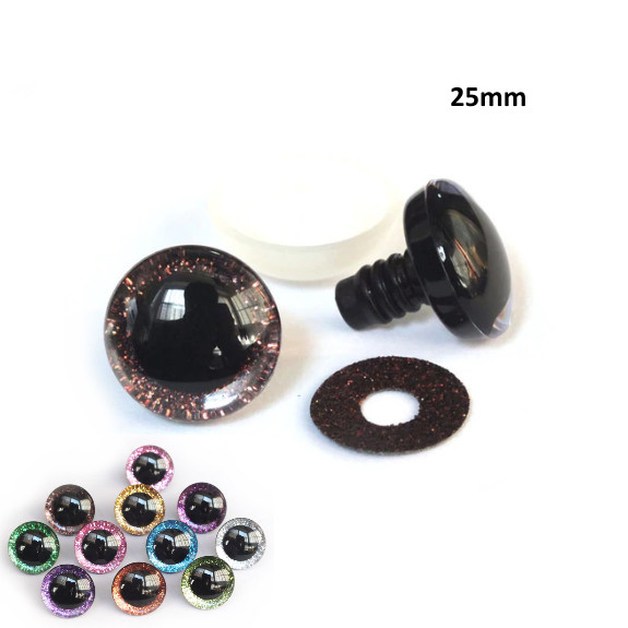 Блестящие глазки для игрушек. BROWN 25 мм (пара) — CRYSTAL SHOP