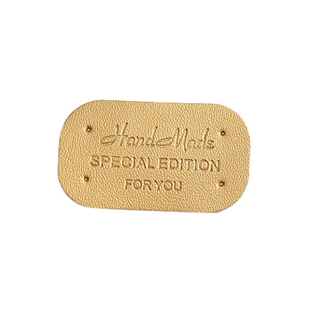 Бирка нашивка кожаная Hand Made special edition for you. Горизонтальная. Золото (1 шт) — CRYSTAL SHOP