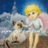 Набор алмазными стразами Ангел и кот (50х40) фото 1 — CRYSTAL SHOP