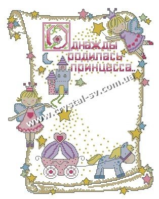 Набор мозаика стразами Детская метрика принцесса (40х30) — CRYSTAL SHOP